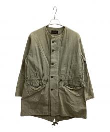 Varde77（バルデセブンティセブン）の古着「ノーカラーコート / 日本製 / MADE IN JAPAN」｜カーキ