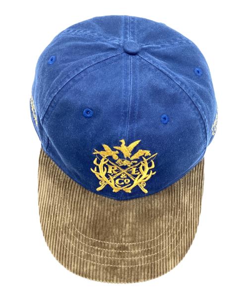 POLO RALPH LAUREN（ポロ・ラルフローレン）POLO RALPH LAUREN (ポロ・ラルフローレン) Crest Corduroy Bill Twill Ball Cap  / クレストコーデュロイビルツイルボールキャップ ネイビー×ブラウン サイズ:54cm～62cmの古着・服飾アイテム