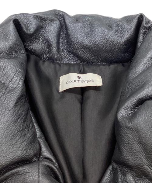 courreges（クレージュ）courreges (クレージュ) ピッグスキンダウンジャケット / レザーダウンジャケット グレー サイズ:9の古着・服飾アイテム