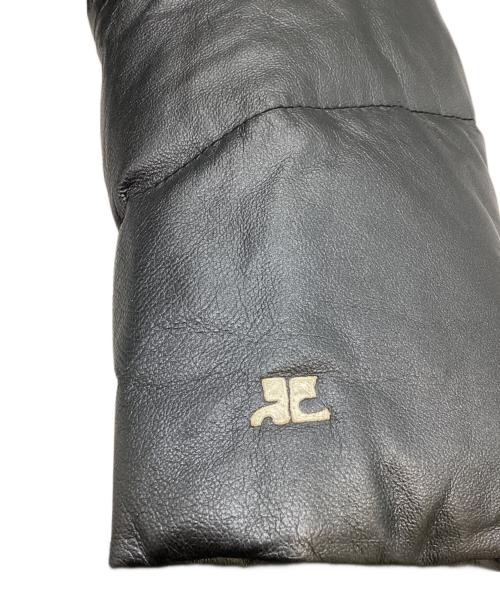 courreges（クレージュ）courreges (クレージュ) ピッグスキンダウンジャケット / レザーダウンジャケット グレー サイズ:9の古着・服飾アイテム