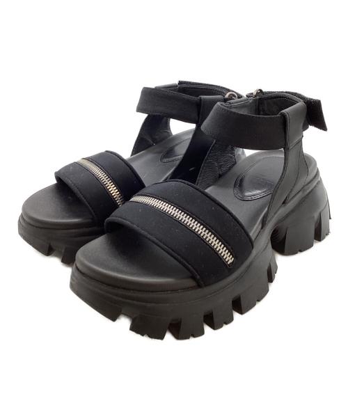 STACCATO（スタッカート）STACCATO (スタッカート) Diver Rugged Sole Sandals1 / ジップデティールプラットフォームサンダル / 350FS137-7765 ブラック サイズ:22.0cmの古着・服飾アイテム
