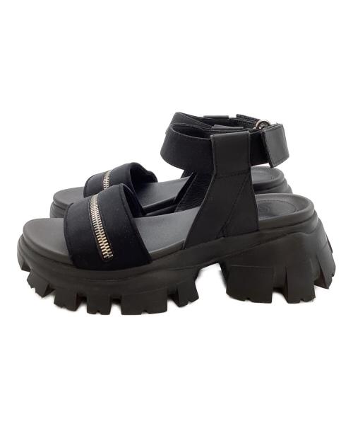 STACCATO（スタッカート）STACCATO (スタッカート) Diver Rugged Sole Sandals1 / ジップデティールプラットフォームサンダル / 350FS137-7765 ブラック サイズ:22.0cmの古着・服飾アイテム