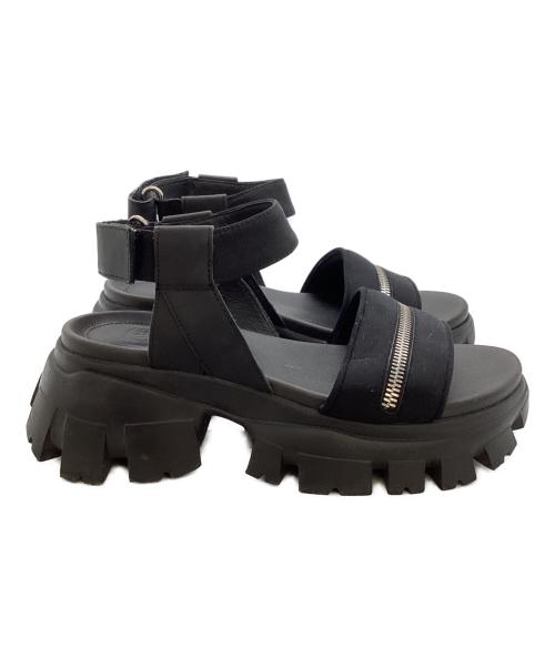 STACCATO（スタッカート）STACCATO (スタッカート) Diver Rugged Sole Sandals1 / ジップデティールプラットフォームサンダル / 350FS137-7765 ブラック サイズ:22.0cmの古着・服飾アイテム