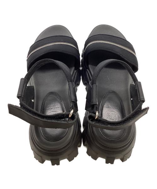 STACCATO（スタッカート）STACCATO (スタッカート) Diver Rugged Sole Sandals1 / ジップデティールプラットフォームサンダル / 350FS137-7765 ブラック サイズ:22.0cmの古着・服飾アイテム