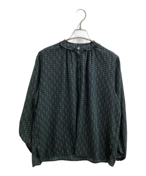 BALLSEY（ボールジィ）BALLSEY (ボールジィ) モノグラムプリント フリルネックブラウス　11-01-34-01035 グリーン サイズ:36の古着・服飾アイテム
