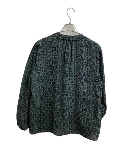 BALLSEY（ボールジィ）BALLSEY (ボールジィ) モノグラムプリント フリルネックブラウス　11-01-34-01035 グリーン サイズ:36の古着・服飾アイテム