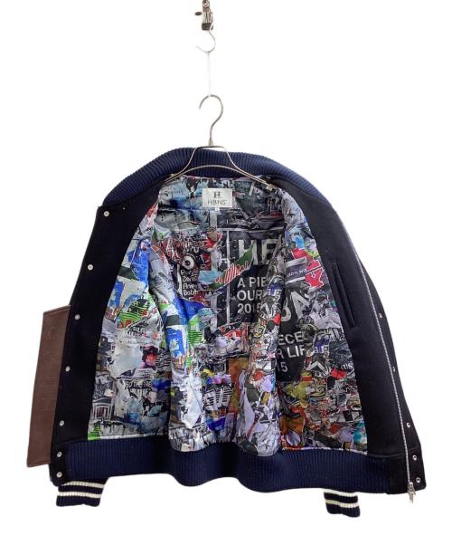 HBNS（ハバノス）HBNS (ハバノス) AWORD JACKET / アワードジャケット / スタジャン / 袖レザー ネイビー サイズ:Lの古着・服飾アイテム