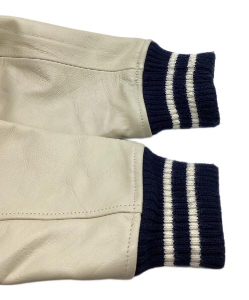 HBNS（ハバノス）HBNS (ハバノス) AWORD JACKET / アワードジャケット / スタジャン / 袖レザー ネイビー サイズ:Lの古着・服飾アイテム