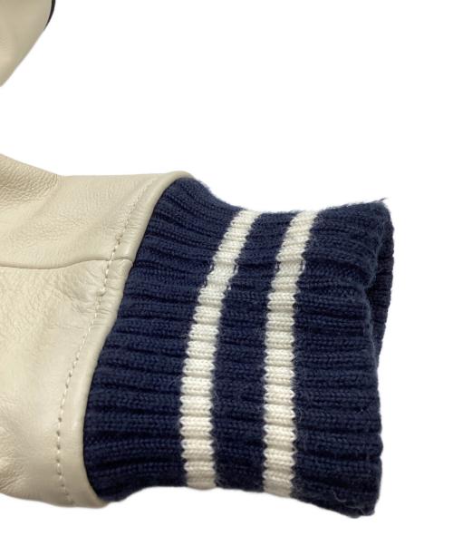 HBNS（ハバノス）HBNS (ハバノス) AWORD JACKET / アワードジャケット / スタジャン / 袖レザー ネイビー サイズ:Lの古着・服飾アイテム