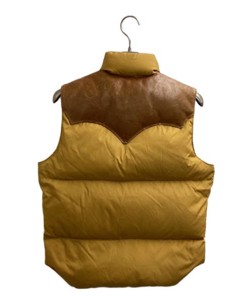 RockyMountainFeatherBed（ロッキーマウンテンフェザーベッド）RockyMountainFeatherBed WAREHOUSE (ウエアハウス) レザーヨーク ナイロン ダウンベスト / Leather yoke nylon down vest ブラウン サイズ:38の古着・服飾アイテム
