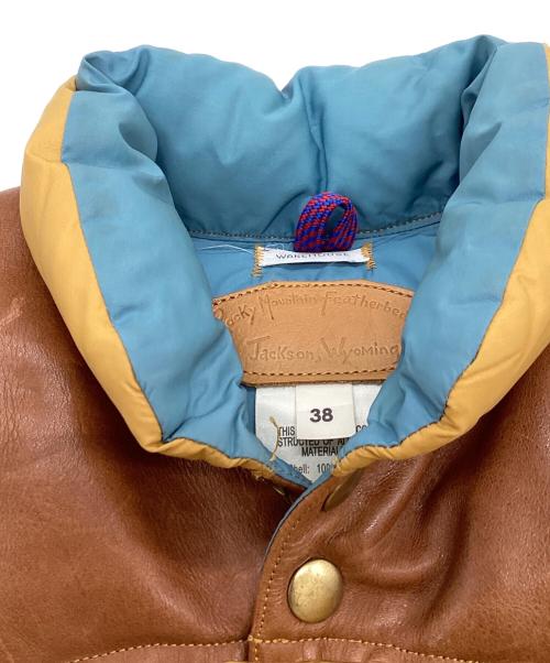 RockyMountainFeatherBed（ロッキーマウンテンフェザーベッド）RockyMountainFeatherBed WAREHOUSE (ウエアハウス) レザーヨーク ナイロン ダウンベスト / Leather yoke nylon down vest ブラウン サイズ:38の古着・服飾アイテム