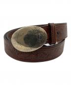 COMSTOCK SILVERSMITHSコムストックシルバースミス）の古着「バックルレザーベルト / ジャーマンシルバー / GERMAN SILVER」｜シルバー×ブラウン