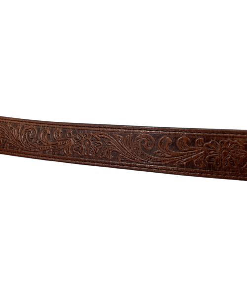 COMSTOCK SILVERSMITHS（コムストックシルバースミス）COMSTOCK SILVERSMITHS (コムストックシルバースミス) バックルレザーベルト / ジャーマンシルバー / GERMAN SILVER シルバー×ブラウンの古着・服飾アイテム