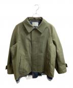 KOLORカラー）の古着「レイヤードデザインショートコート / Layered design short coat」｜オリーブ