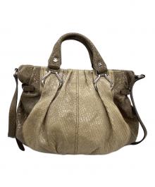 CELINE（セリーヌ）の古着「パイソン型押し2WAYバッグ / WD-SA-0059 / ピロースモール」｜ベージュ