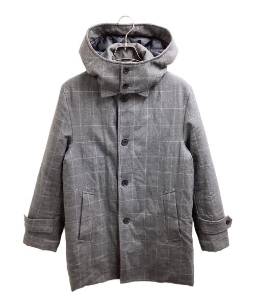 MACKINTOSH PHILOSOPHY（マッキントッシュ フィロソフィー）MACKINTOSH PHILOSOPHY Windowpane Check Down Coat Gray / ウインドウペンチェックダウンシングルコート グレー / H1C28-830-07 グレー サイズ:40の古着・服飾アイテム