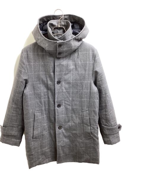 MACKINTOSH PHILOSOPHY（マッキントッシュ フィロソフィー）MACKINTOSH PHILOSOPHY Windowpane Check Down Coat Gray / ウインドウペンチェックダウンシングルコート グレー / H1C28-830-07 グレー サイズ:40の古着・服飾アイテム