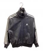 adidasアディダス）の古着「Premium Faux Leather Firebird Luxe Track Top Black / プレミアムフェイクレザーファイヤーバードリュクストラックトップ ブラック / IY2912」｜ブラック