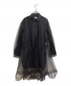 Chika Kisadaチカ キサダ）の古着「チュール使い シャツ ロング丈 CB-21101」｜ブラック