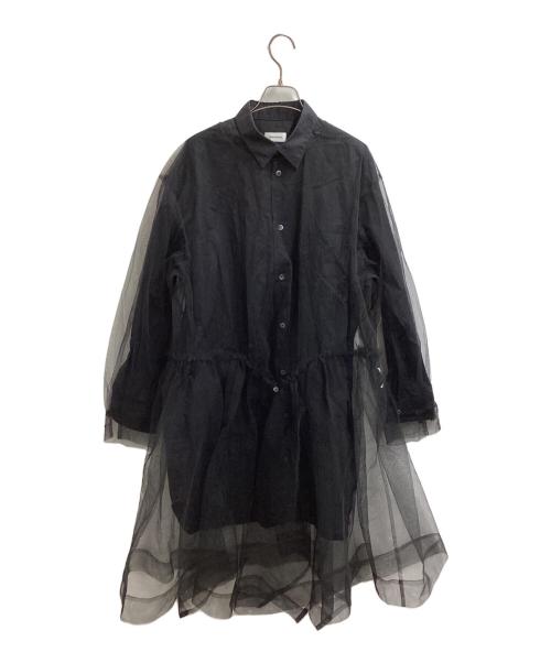 Chika Kisada（チカ キサダ）Chika Kisada (チカ キサダ) チュール使い シャツ ロング丈 CB-21101 ブラック サイズ:2の古着・服飾アイテム