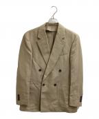 TOMORROW LAND PILGRIMトゥモローランド ピルグリム）の古着「リネンウール ダブルブレステッド4Bテーラードジャケット / 61-07-21-07008 / DORMEUIL」｜ブラウン