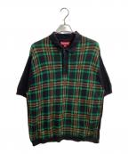 SUPREMEシュプリーム）の古着「Plaid Knit S/S Polo / プレイドショートスリーブ半袖ニットポロシャツ / 24SS」｜ブラック