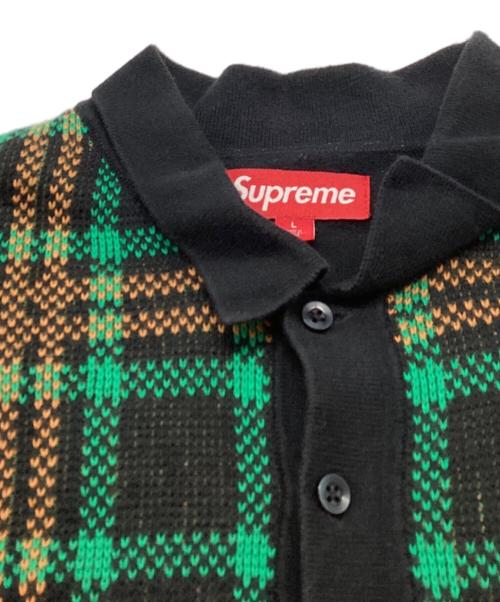 SUPREME（シュプリーム）Supreme　 (シュプリーム) Plaid Knit S/S Polo / プレイドショートスリーブ半袖ニットポロシャツ / 24SS ブラック サイズ:Lの古着・服飾アイテム