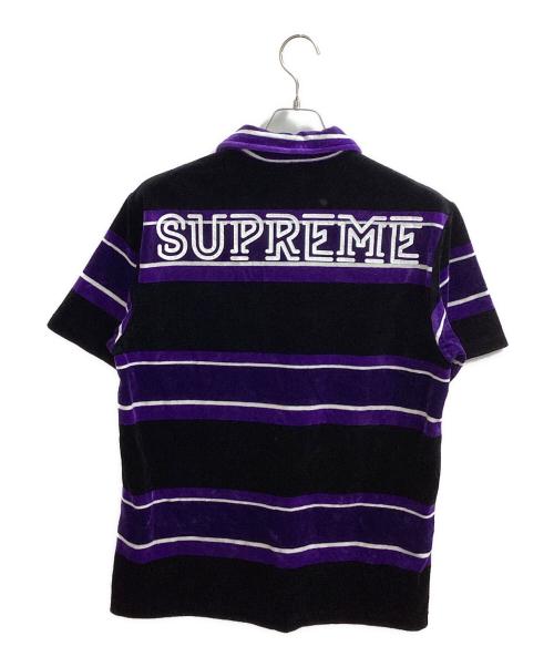 SUPREME（シュプリーム）Supreme (シュプリーム) Stripe Velour Polo　/　21SS パープル サイズ:Sの古着・服飾アイテム