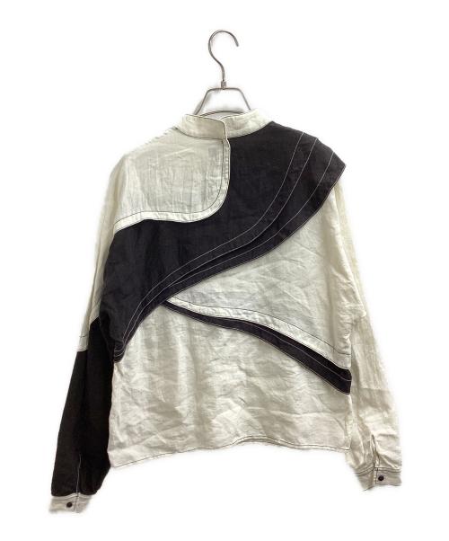 cycle by myob（サイクルバイエムワイオービー）CYCLE by myob (サイクルバイエムワイオービー) リネントップス / 22SS-06TP アイボリー×ブラック サイズ:FREEの古着・服飾アイテム