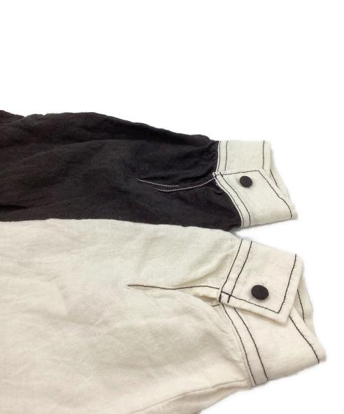 cycle by myob（サイクルバイエムワイオービー）CYCLE by myob (サイクルバイエムワイオービー) リネントップス / 22SS-06TP アイボリー×ブラック サイズ:FREEの古着・服飾アイテム