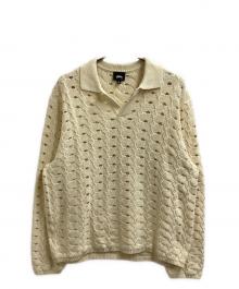 stussy（ステューシー）の古着「OPEN KNIT COLLARED SWEATER / オープンカラーニット / 117235」｜アイボリー