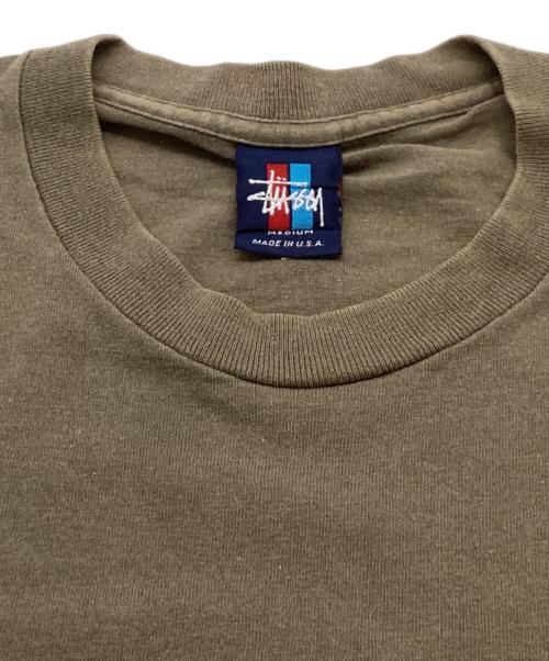 stussy（ステューシー）stussy (ステューシー) 2代目ドラゴンプリントTシャツ / 紺タグ / 90s / USA製 カーキ サイズ:Mの古着・服飾アイテム