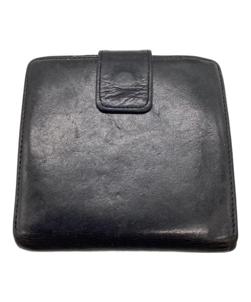 Y's（ワイズ）Y's (ワイズ) GLOSSY SMOOTH LEATHER SMALL WALLET / 二つ折り財布 / がま口 ブラックの古着・服飾アイテム