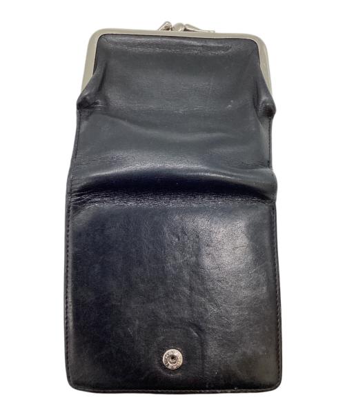 Y's（ワイズ）Y's (ワイズ) GLOSSY SMOOTH LEATHER SMALL WALLET / 二つ折り財布 / がま口 ブラックの古着・服飾アイテム