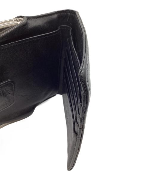 Y's（ワイズ）Y's (ワイズ) GLOSSY SMOOTH LEATHER SMALL WALLET / 二つ折り財布 / がま口 ブラックの古着・服飾アイテム