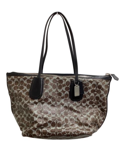 COACH（コーチ）COACH (コーチ) コーテッドキャンバス タクシージップトートバッグ / 33504 / シグネチャー ブラウン サイズ:-の古着・服飾アイテム