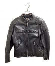 SKULL FLIGHT（スカルフライト）の古着「Leather Biker Jacket / シングルライダースジャケット / 16302011M01-39」｜ブラック