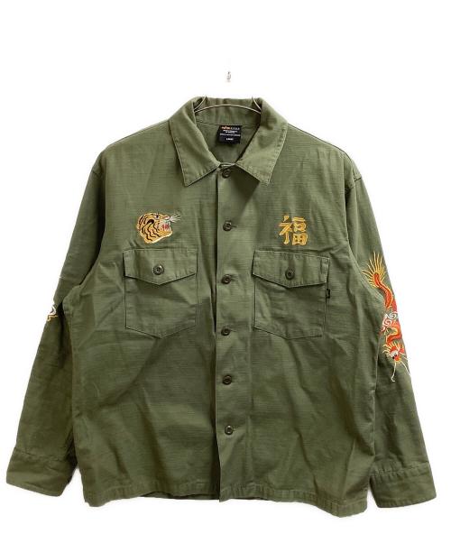 ALPHA（アルファ）ALPHA (アルファ) スーベニアシャツ / ミリタリーシャツ グリーン サイズ:Lの古着・服飾アイテム