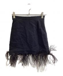 patou（パトゥ）の古着「フェザー コットンツイード ミニスカート　SK0120047999B」｜ブラック