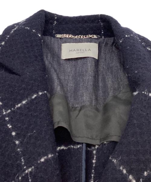 MARELLA sport（マレーラ スポーツ）MARELLA SPORT (マレーラ スポーツ) Double-breasted Chesterfield coat / ダブルチェスターコート / Made in ROMANIA / ルーマニア製 ネイビー サイズ:42の古着・服飾アイテム
