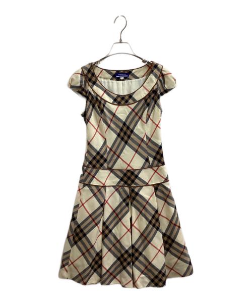 BURBERRY BLUE LABEL（バーバリー ブルー レーベル）BURBERRY BLUE LABEL (バーバリー ブルー レーベル) チェックワンピース　/　FMF42-580-02 ブラウン サイズ:36の古着・服飾アイテム