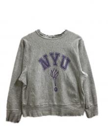 Champion（チャンピオン）の古着「NYU リバースウィーブスウェット / トリコタグ前期 / 80s / USA製 」｜グレー