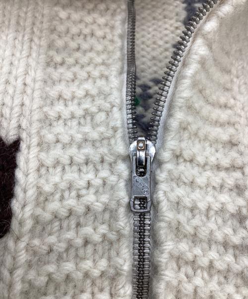 VINTAGE（ヴィンテージ）VINTAGE (ヴィンテージ) カウチンニットカーディガン / FALSHジップ / 60s~ アイボリー サイズ:表記無しの古着・服飾アイテム