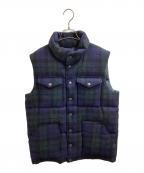 THE NORTHFACE PURPLELABEL×Harris Tweedザ・ノースフェイス パープルレーベル×ハリスツイード）の古着「Check Pattern Wool Down Vest / ダウンベスト / ND2976N」｜グリーン