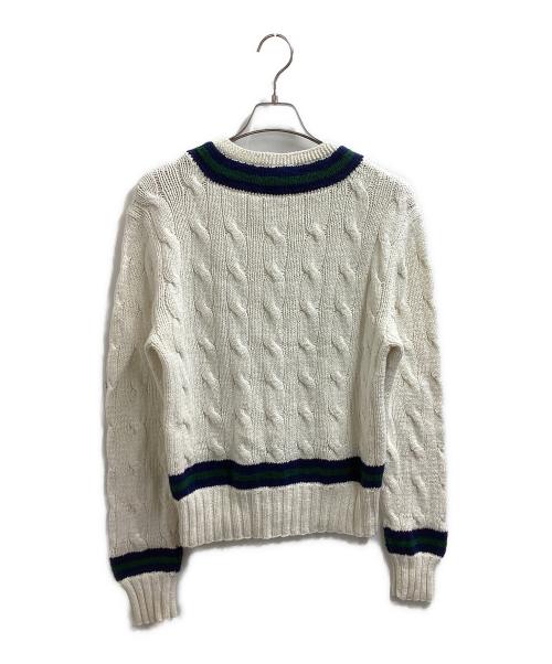 POLO RALPH LAUREN（ポロ・ラルフローレン）POLO RALPH LAUREN (ポロ・ラルフローレン) チルデンニット　/　HAND KNIT ホワイト サイズ:Lの古着・服飾アイテム