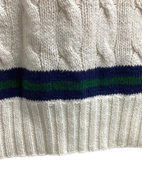 POLO RALPH LAUREN（ポロ・ラルフローレン）POLO RALPH LAUREN (ポロ・ラルフローレン) チルデンニット　/　HAND KNIT ホワイト サイズ:Lの古着・服飾アイテム