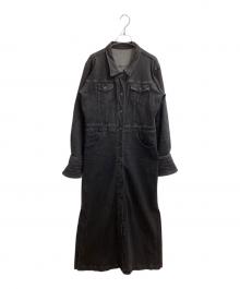 Ameri（アメリ）の古着「I LINE DENIM SHIRT DRESS / アイラインデニムシャツドレス / 0124205610770」｜ブラック