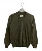Maison Margielaメゾンマルジェラ）の古着「エルボーパッチ Vネックセーター / ここのえ期 / イタリア製 / 30 HA227」｜カーキ
