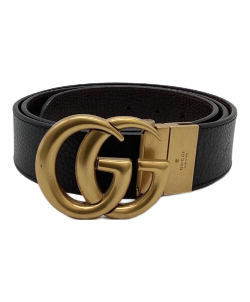 GUCCI（グッチ）GUCCI (グッチ) GGマーモントリバーシブルベルト / 474350 ブラック×ゴールド サイズ:-の古着・服飾アイテム