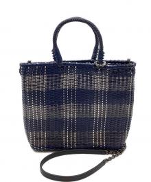 ANTEPRIMA（アンテプリマ）の古着「INTRECCIO TARTAN / タータンチェックワイヤーバッグ」｜ネイビー